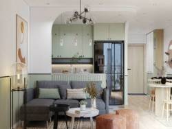 Căn hộ 71m² “hạ gục” mọi ánh nhìn nhờ điểm nhấn dịu dàng với màu xanh ô liu ở Hà Nội