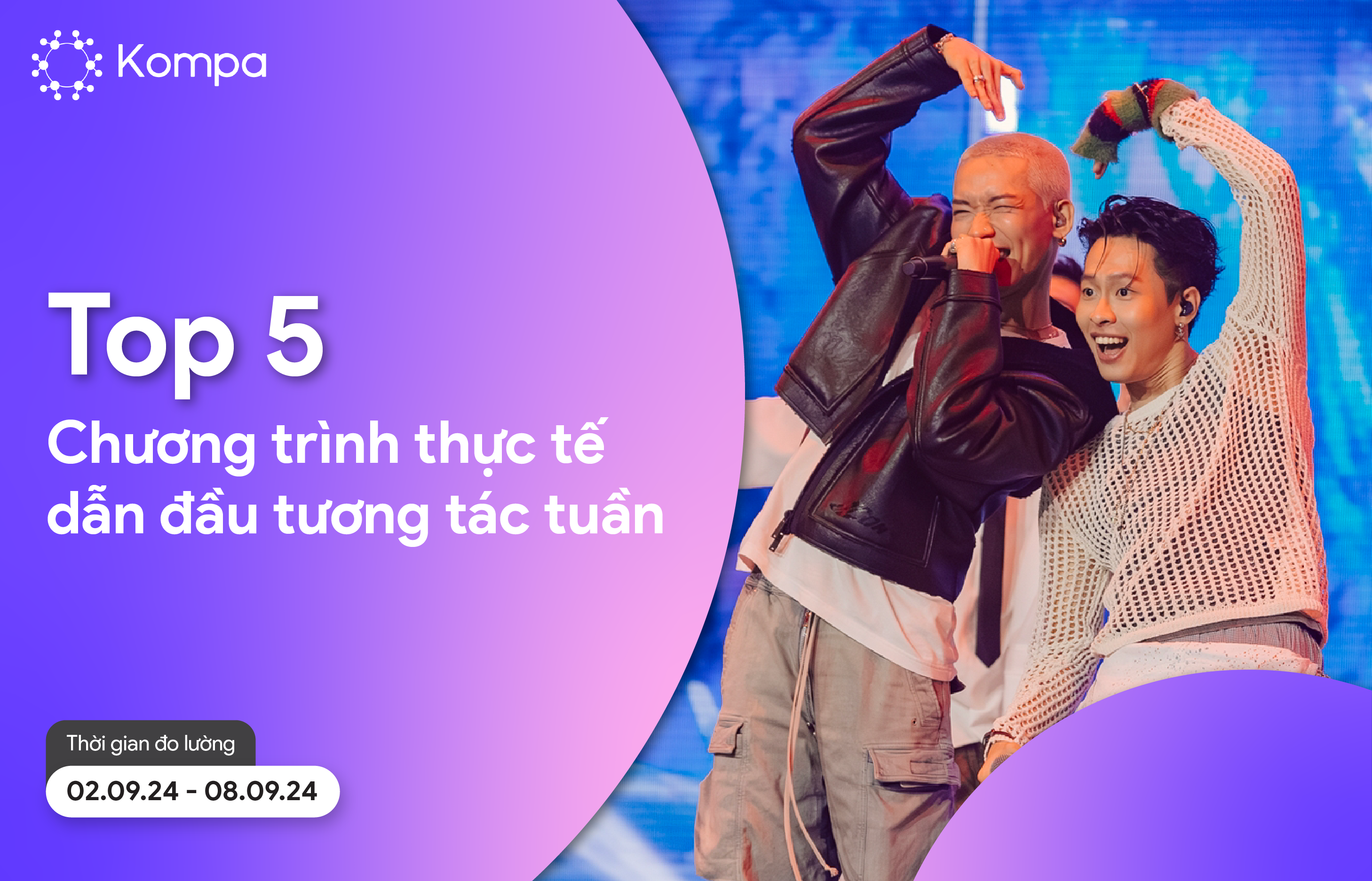 Top 5 chương trình thực tế dẫn đầu tương tác MXH tuần 2.9 – 8.9