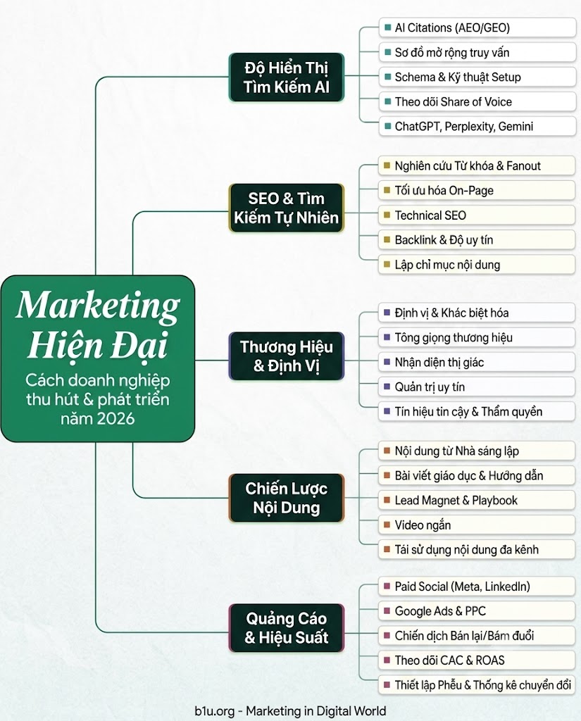 Kiến Trúc Marketing Hiện Đại: Cấu Trúc 5 Trụ Cột Định Hình Năng Lực Thu Hút Và Tăng Trưởng Doanh Nghiệp